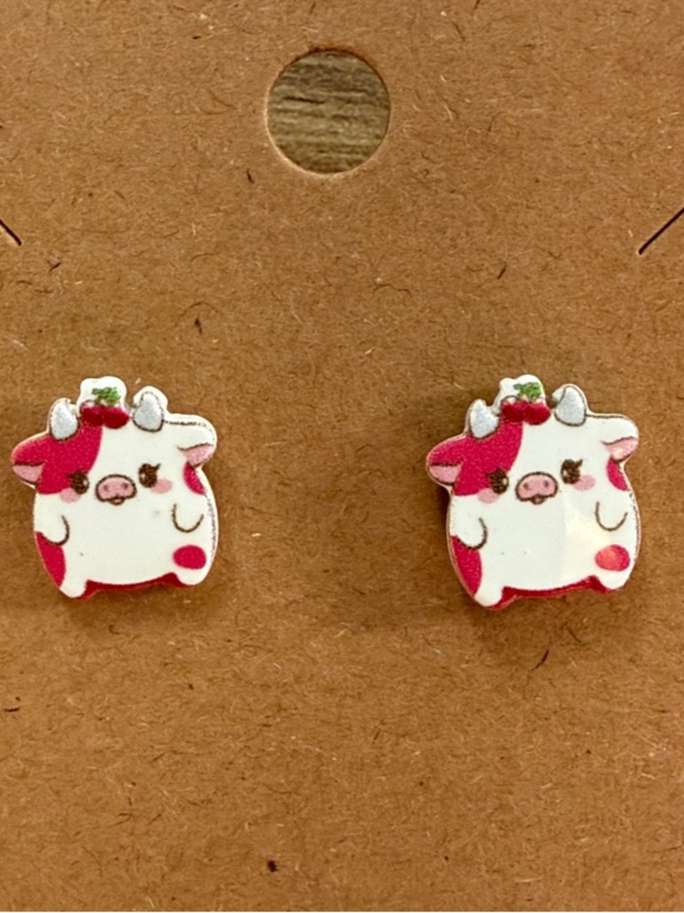Cow Fruit Resin Stud Nickel Free Earrings NEW PICK ONE Banana Peach Lemon ETC - Picture 7 of 10